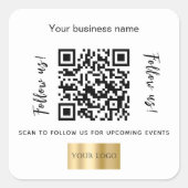 ホワイトビジネス名qrコードロゴ スクエアシール (正面)