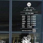 ホワイトビジネス営業時間ロゴとQRコード ウィンドウサイン