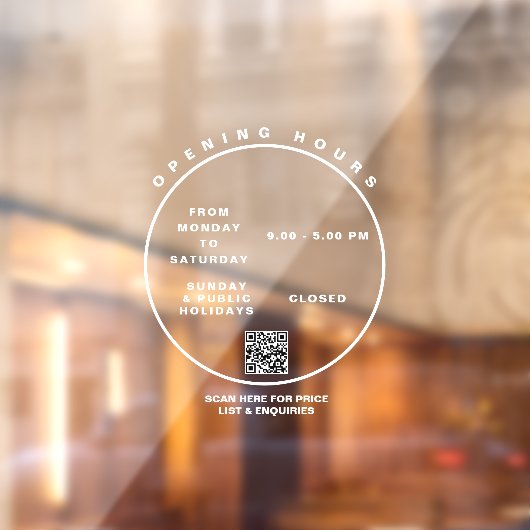 ホワイトビジネス営業時間丸スクリモダンプト ウィンドウサイン (シート2)