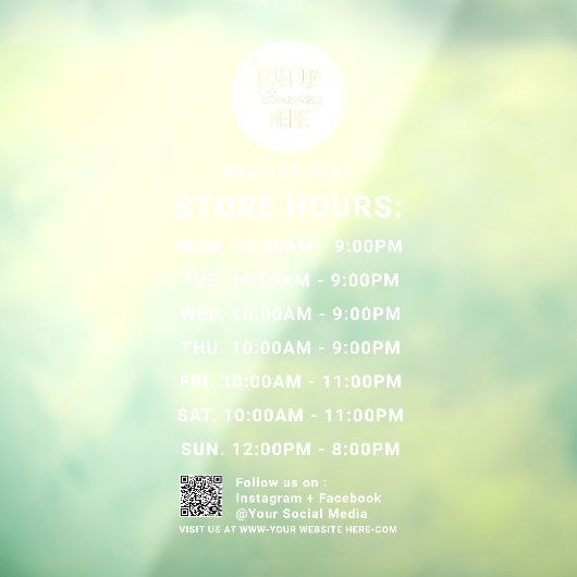 ホワイトビジネス時間ロゴQRコードソーシャルメディア ウィンドウサイン (シート3)