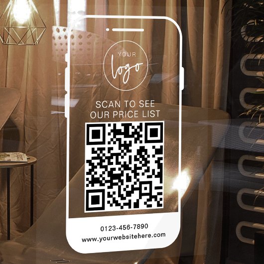 ホワイトビジネモダンスのロゴスキャン価格表QRコード ウィンドウサイン