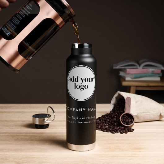 ホワイトビモダンジネスカスタム会社のロゴ ウォーターボトル (コーヒー)