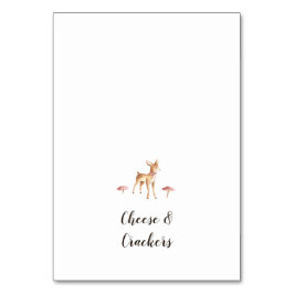 ホワイトビュッフェフードラベルの水彩少女の鹿 テーブルナンバー