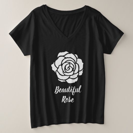 ホワイトビューティフルバラプラスサイズTシャツ プラスサイズTシャツ (デザイン正面)