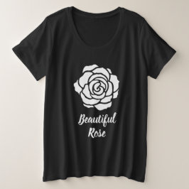 ホワイトビューティフルバラプラスサイズTシャツ プラスサイズTシャツ