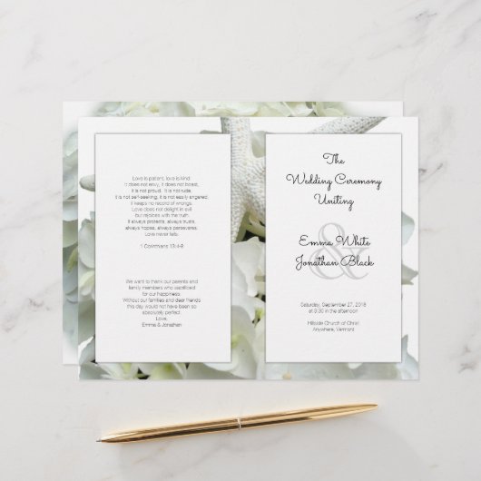 ホワイトビーチテーマ結婚式 プログラム (正面/裏面インサイチュ)