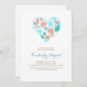 ホワイトビーチハートコー航海のスタルベビーシャワー 招待状 (正面/裏面)