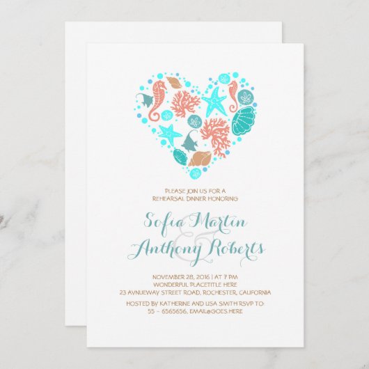 ホワイトビーチハート航海のリハーサルディナー 招待状 (正面/裏面)