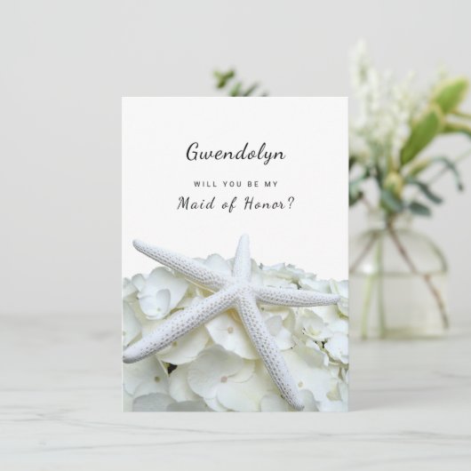 ホワイトビーチ結婚式ビーマイメイド・オブ・オーナー（花嫁付き添い人）カード 招待状 (スタンド正面)