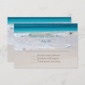 ホワイトビーチ結婚式RSVPカード 出欠カード (正面/裏面)