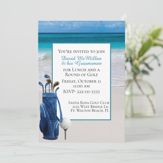 ホワイトビーチ グルームのゴルフパーティー招待状 招待状 (スタンド正面)