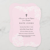 ホワイトピエレガントックスレースのバプテスマ招待状 招待状 (正面/裏面)