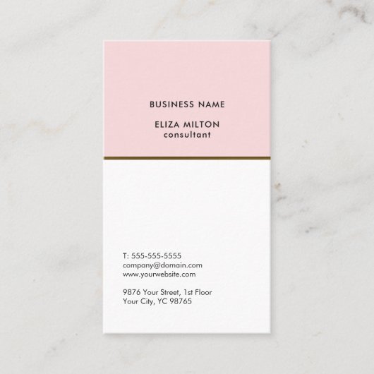 ホワイトピエレガントッ淡い色のク銅ラインコンサルタント 名刺 (正面)
