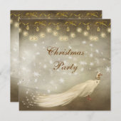 ホワイトピエレガントーコッククラシーなクリスマスパーティー 招待状 (正面/裏面)