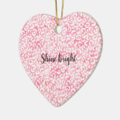 ホワイトピガーリーンクの水彩ヒョウ印刷 セラミックオーナメント (左)