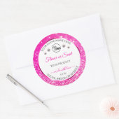 ホワイトピガーリーンクグリッター製品ラベルロゴ宝石 ラウンドシール (封筒)