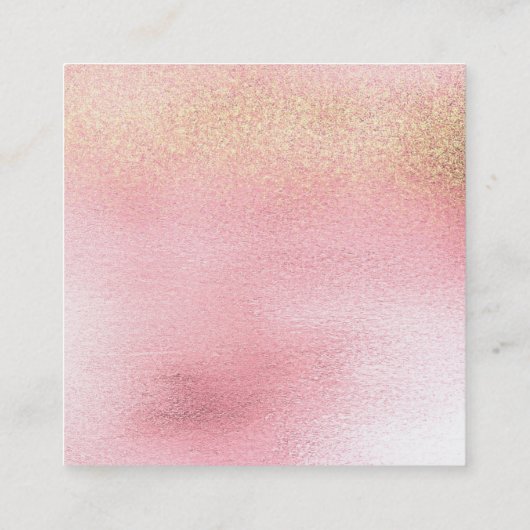 ホワイトピグラデーションックローズ金ゴールドピーチグリッタールクス スクエア名刺 (裏面)