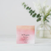 ホワイトピグラデーションックローズ金ゴールドピーチグリッタールクス スクエア名刺 (スタンド正面)