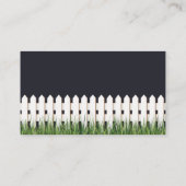 ホワイトピケットフェンスと芝生の住所カード 名刺 (裏面)