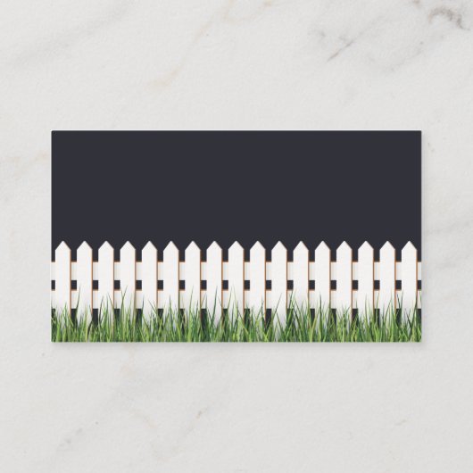 ホワイトピケットフェンスと芝生の住所カード 名刺 (裏面)