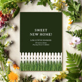 ホワイトピケットフェンスを使用した発表の移動 案内状