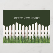 ホワイトピケットフェンスを使用した発表の移動 案内状 (正面)