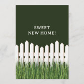 ホワイトピケットフェンスを使用した発表の移動 案内状 (正面)