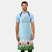 ホワイトピケットフェンス花のガーデンラージ エプロン (着用した状態)