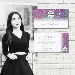 ホワイトピスタイリッシュンクティール（緑がかった色）きらめくグリッター追加ロゴ 名刺