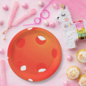 ホワイトピックボールのオレンジ色のピックボールパーティー ペーパープレート (パーティー)