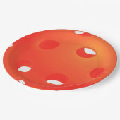ホワイトピックボールのオレンジ色のピックボールパーティー ペーパープレート (アングル)