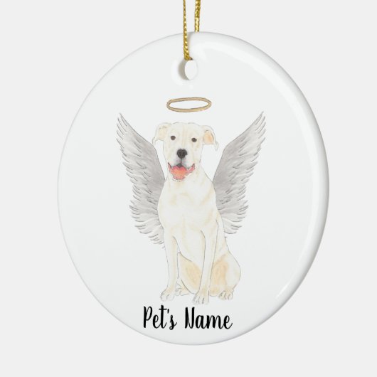 ホワイトピットブルスタッフィー追悼記念 セラミックオーナメント (左)