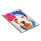 ホワイトピットブルドッグピンクローズフラワーネックレスノートボ ノートブック (右側)