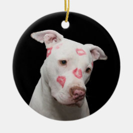 ホワイトピットブル(キス) セラミックオーナメント