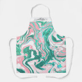 ホワイトピモダンンクティール(緑がかった色)グリーングリッター大理石 エプロン (正面)