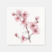 ホワイトピンクさくらんぼブロッサムフローラ スタンダードカクテルナプキン (正面)
