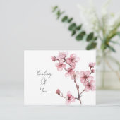 ホワイトピンクさくらんぼブロッサムフローラ ポストカード (スタンド正面)