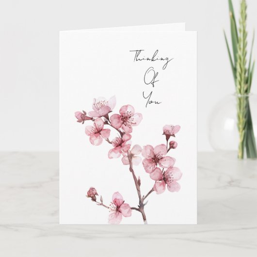 ホワイトピンクさくらんぼ考えブロッサムフローラ カード (正面)