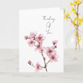 ホワイトピンクさくらんぼ考えブロッサムフローラ カード (黄色い花)
