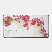 ホワイトピンクのペーパーフラワーあなたの名前を追加ガーリー エレガント デスクマット (正面)