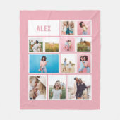 ホワイトピンクの友達12枚の写真モダンミニマルシンプル フリースブランケット (正面)