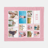 ホワイトピンクの友達12枚の写真モダンミニマルシンプル フリースブランケット (正面(横))