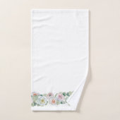 ホワイトピンクの緑の繊細な水色のバラ葉 バスタオルセット (ハンドタオル)