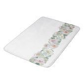 ホワイトピンクの緑の繊細な水色のバラ葉 バスマット (アングル)