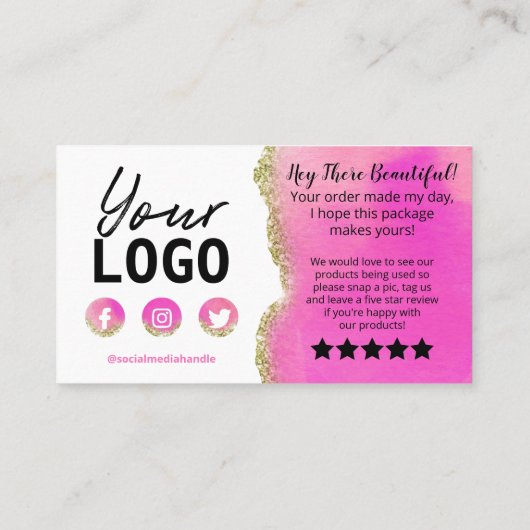 ホワイトピンクの金ゴールドゲートありがとう挿入 名刺 (裏面)