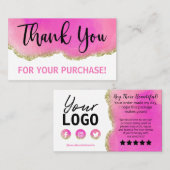 ホワイトピンクの金ゴールドゲートありがとう挿入 名刺 (正面/裏面)