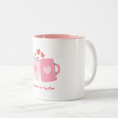 ホワイトピンクイラストレーションバレンタインマグデザイン ツートーンマグカップ (正面右)