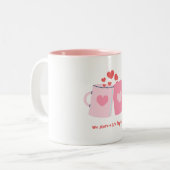 ホワイトピンクイラストレーションバレンタインマグデザイン ツートーンマグカップ (正面左)