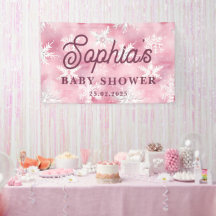 ホワイトピンクウィンタースノーフレークパターンガールパーティー