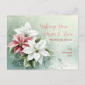 ホワイトピンクエレガントのクリスマスポインセティアス シーズンポストカード (正面)